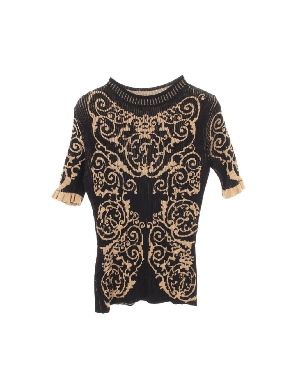 Fendi Knit All Over Print Short Sleeve Rib Rayon Sweater